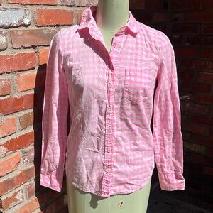 J.Crew Pink Checkered Boy Button Down size 0